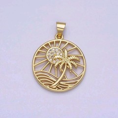 Gold Palm Tree Sunrise Charm Tropical California Dream Beach & Hawaii Vacation P