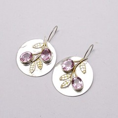Morganite Gemstone Jewelry Sterling Silver Handmade Earrings 1.77″For Girlfriend