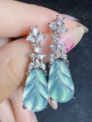 Nice Natural sky blue jadeite earring
