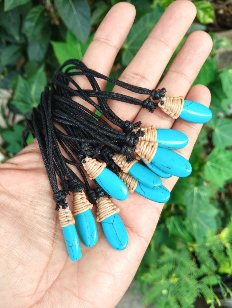 10 Handmade Water Drop Artificial Turquoise Black Cotton Necklaces Wholesale B