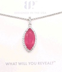 Hot Pink Sapphire Marquise Pendant Necklace BP “The Football Necklace” Rhodium