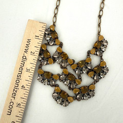 J Crew Statement Necklace Gold Tone Amber Clear Rhinestone Bib Chain Adjustable
