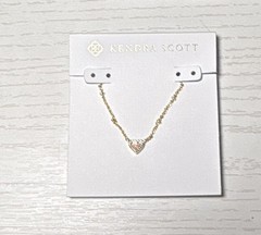 Kendra Scott Gold Plated Heart Pendant Necklace Pink Crystal Adjustable Chain