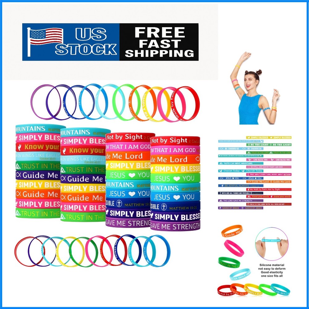 60 Pcs Bible Verse Rubber Bracelets – Inspirational Wristbands for All Ages