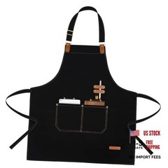 Chef Apron for Men Women with Pockets Adjustable Strap, Water Repellent Black
