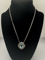 Brighton Swarovski Crystal Aqua Blue Pendant Necklace