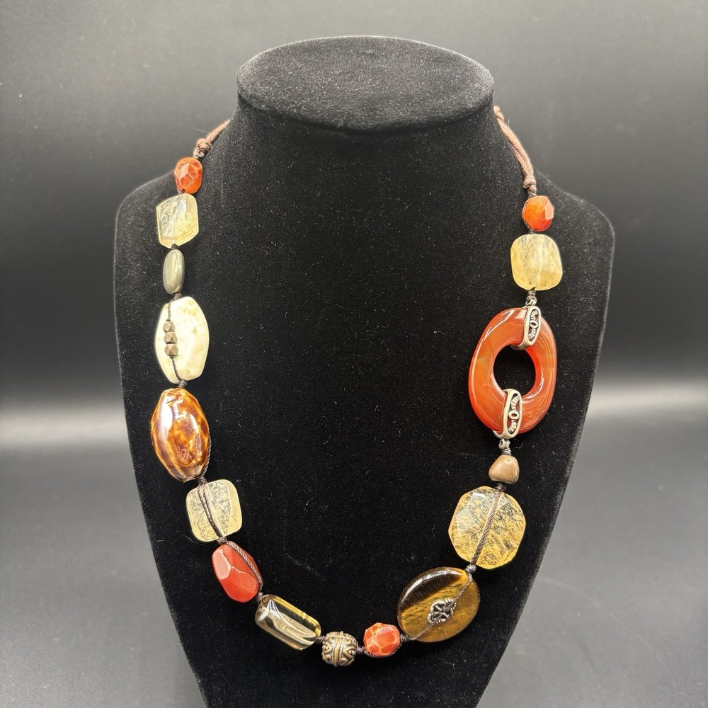Silpada Sterling Silver Tiger Eye, Quartz & Red Agate “Heat Wave” Necklace N2419