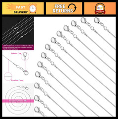 30 Pack Silver Plated Snake Chains 24″ Jewelry Making Necklace 1.2mm Bulk