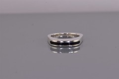 Sterling Silver 3.5mm Raised Curved Face Black Onyx Solid Band Ring 925 Sz: 5