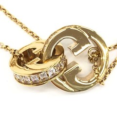 Gucci Blondie Interlocking G Gold Tone Crystals Double Chain Necklace with Box