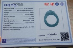 Video Certified Natural Green A Jadeite Jade Dragon Circle Ring NO.7 # 128930