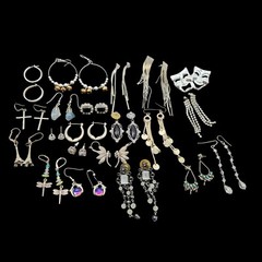 20 Pair Earring Lot Various Styles & Materials Dangle Stud & Novelty SEE DESC.