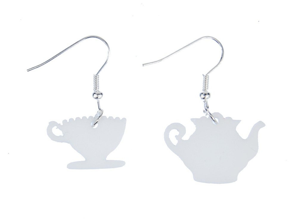 Coffee Pot Cup Earrings Miniblings Coffee Set Teapot Tea Cup White
