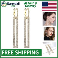 Stylish Gold-Plated Drop Earrings, Hypoallergenic with Stunning Rhinestones