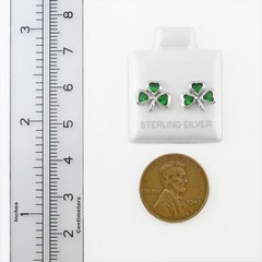 Emerald Shamrock Post Earrings in SOLID Sterling Silver – NEW!