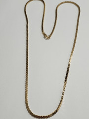 Gold Tone Flat Herringbone Chain Necklace – Women Men Unisex Jewelry