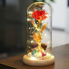 Enchanted Forever Rose In Dome Glass LED Light Valentine’s Day Girlfriend Gift