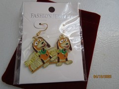 New Toy story Slinky Dog Earrings Disney Dangle in Red Gift Bag