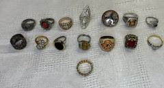 Lot of 15 Costume/Cocktail Rings Assorted Styles- Vendor -Dealer Lot