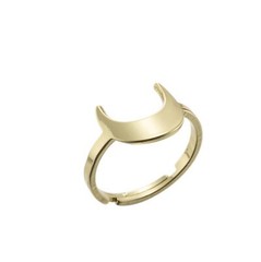 2PCS stainless steel Crescent Moon Open adjustable Ring 2 colors Wholesale FJS21