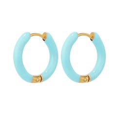 Stainless Steel Enamel Hoop Earrings Candy Color Huggie Small Kids Jewelry