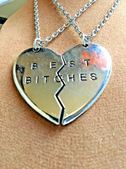 BEST BITCHES – Grown Up BFF STATEMENT – 2 PENDANTS on 24″ Chains – Brand New