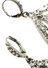 GIVENCHY Silk Crystal Rhinestone Teardrop Earrings Statement Pierced 2.5″ Signed