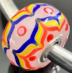 Trollbeads Sterling Silver MINI BARREL BEAD LIGHT PINK BASE NO.3