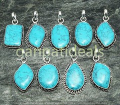 Turquoise Gemstone Pendant 925 Silver Plated Wholesale Lot Handmade Pendant