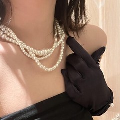 Triplet Layered Faux Pearl Necklace