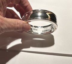Julie Vos Wide Silver Plate Hinged Cuff Bangle Bracelet