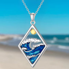 creative sun wave ocean Pendant Necklace for Women Luxury Jewelry with gift box