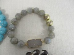 4 STRETCHY GLASS & STONE BEAD BRACELETS ~ BRACHA & OTHERS