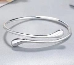 Minimalist Silver Cuff Bracelet Adjustable Open Bangle Women Fashion Jewelry