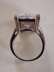 Emerald Cut 27 Carats Platinum Plated Statement Ring Size 8 SETA Palm Beach