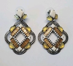 Stella And Dot Kaia Convertible White Beige Statement Earrings
