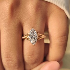 2.00CT Solitaire Lab Grown Diamond Marquise Cut Diamond Ring in Milgrain Details