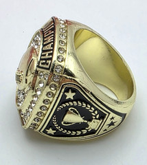 Gold Tone Football Championship Ring Dome Style Size ~11 (30mm Face)
