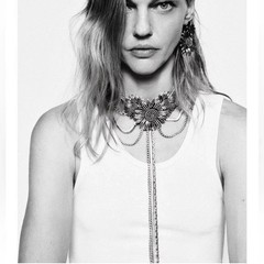 Zara Statement cascading flower floral silver look earrings and necklace set New