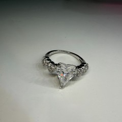 Jennifer Miller Diamonique CZ Heart Pave Stones 2 Tone Sterling Silver Ring 7