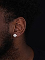 Solid 925 Sterling Silver Iced Heart Stud Earrings Moissanite Pass Diamond Test
