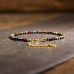 Genuine Natural Dragon Bloodstone Bracelet Green Minimalist Healing Reiki Gift