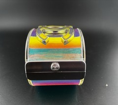 CHANEL IRIDESCENT HOLOGRAM CC HINGED CUFF with box & cover -2012 Spring Collect