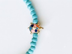 Turquoise Seed Bead Necklace Multicolor Enamel Turtle Pendant Jewelry Gift