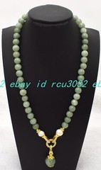 Fashion 8mm A Green Jade Round White Pearl Beads Gems Pendant Necklace 16-30in