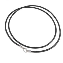 Sterling Silver Round Genuine Leather Cord Necklace w/ Spring Ring Clasp
