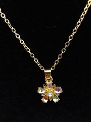Cute Colorful Flower Pendant Necklace Golden Toned Christmas Party Birthday Gift