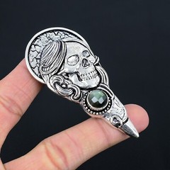 Faceted Labradorite Ethnic Skeleton Design Pendant Jewelry Party 3.12″ CP-023