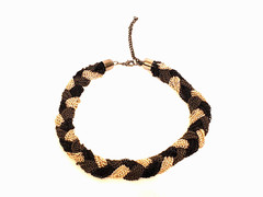 Braided Tri Color Chain Necklace (Grey, SIlver, Black) tones, Brand New