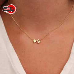 Tiny Heart Initial Necklace Gold/Silver Letter Pendant Choker for Women
